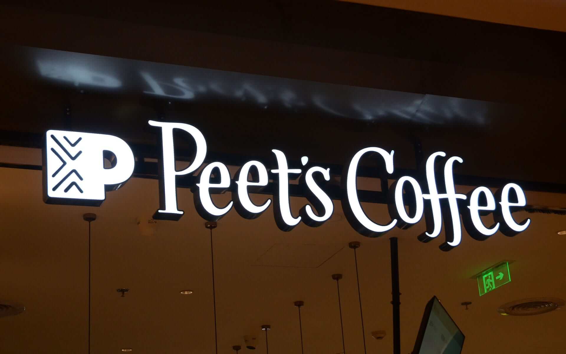Trim Face-lit Metal Channel Letters for Peet's Coffee